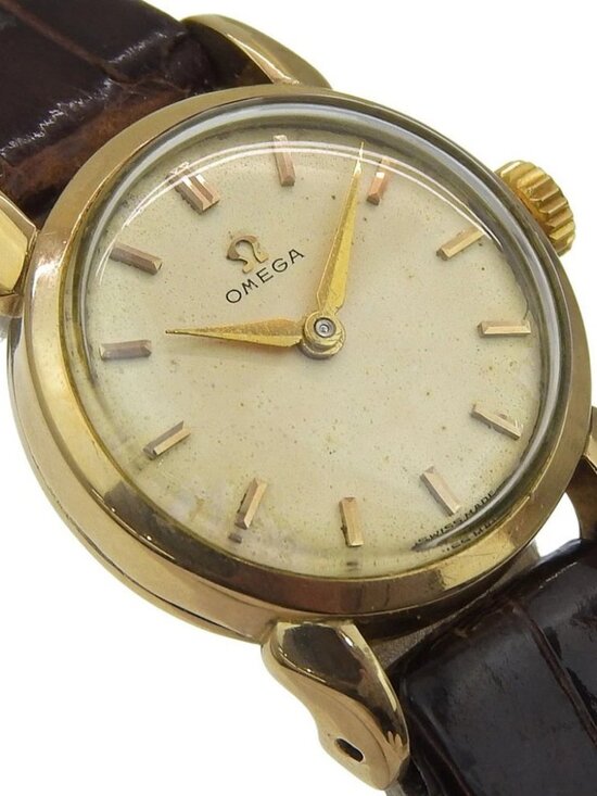 OMEGA Watches Cal.244 IvoryDial Plated Gold/Embossed Leather Hand Winding ... main image 13